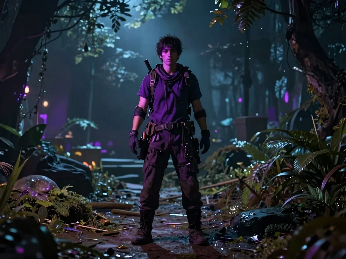 Personagem fictício de capa de jogo de aventura em paisagem fantá